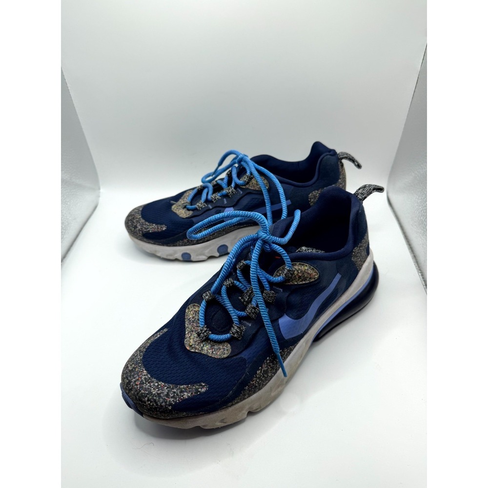 Nike‎ Air Max 270 React SE CN8282-400 Kids 5 Sneaker Gray Blue Running Shoes